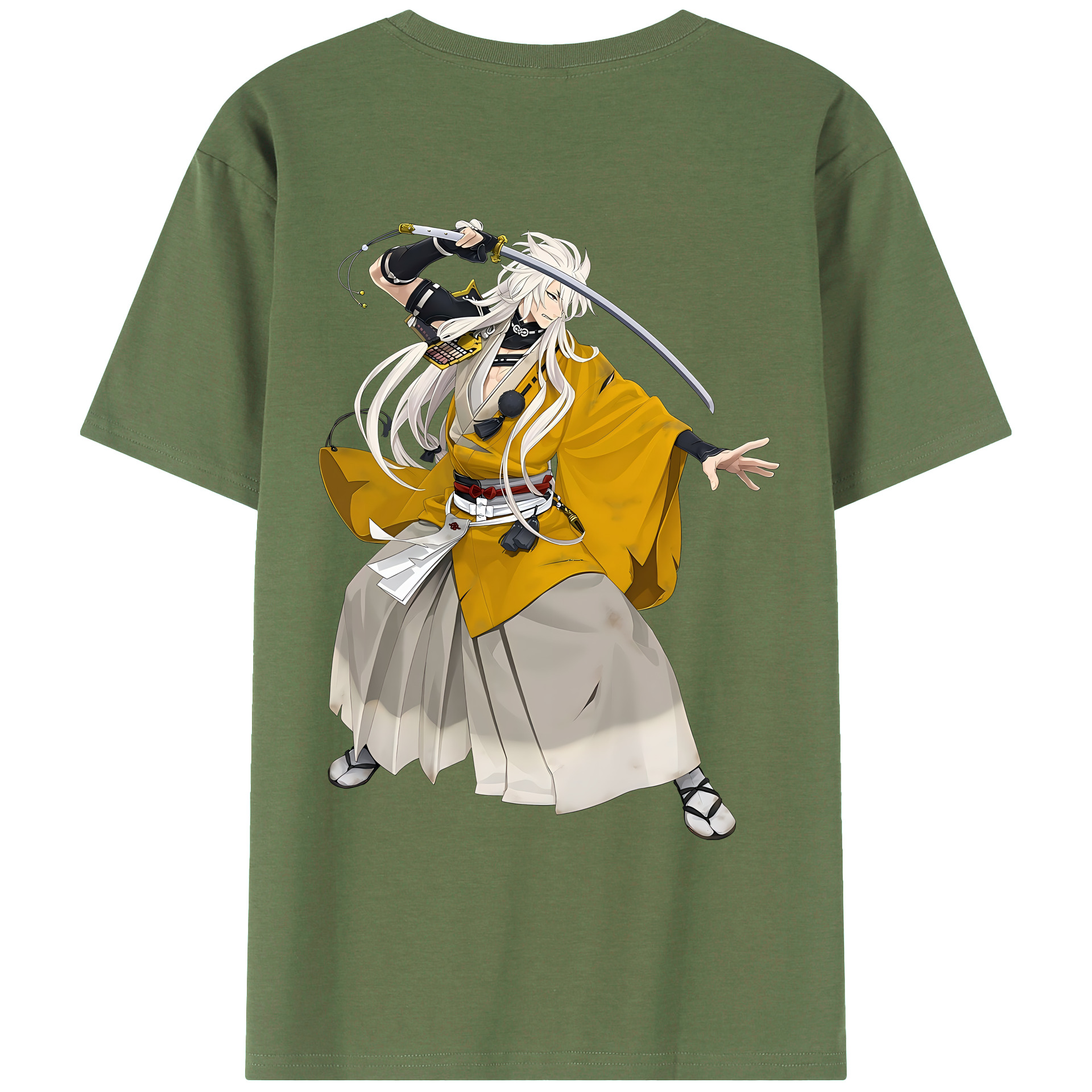 （画像用） 刀剣乱舞 Touken Ranbu 綿100％ メンズ半袖Tシャツ（バックプリント） 通気性